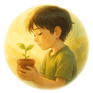 子どもへの支援が芽吹くイメージ
